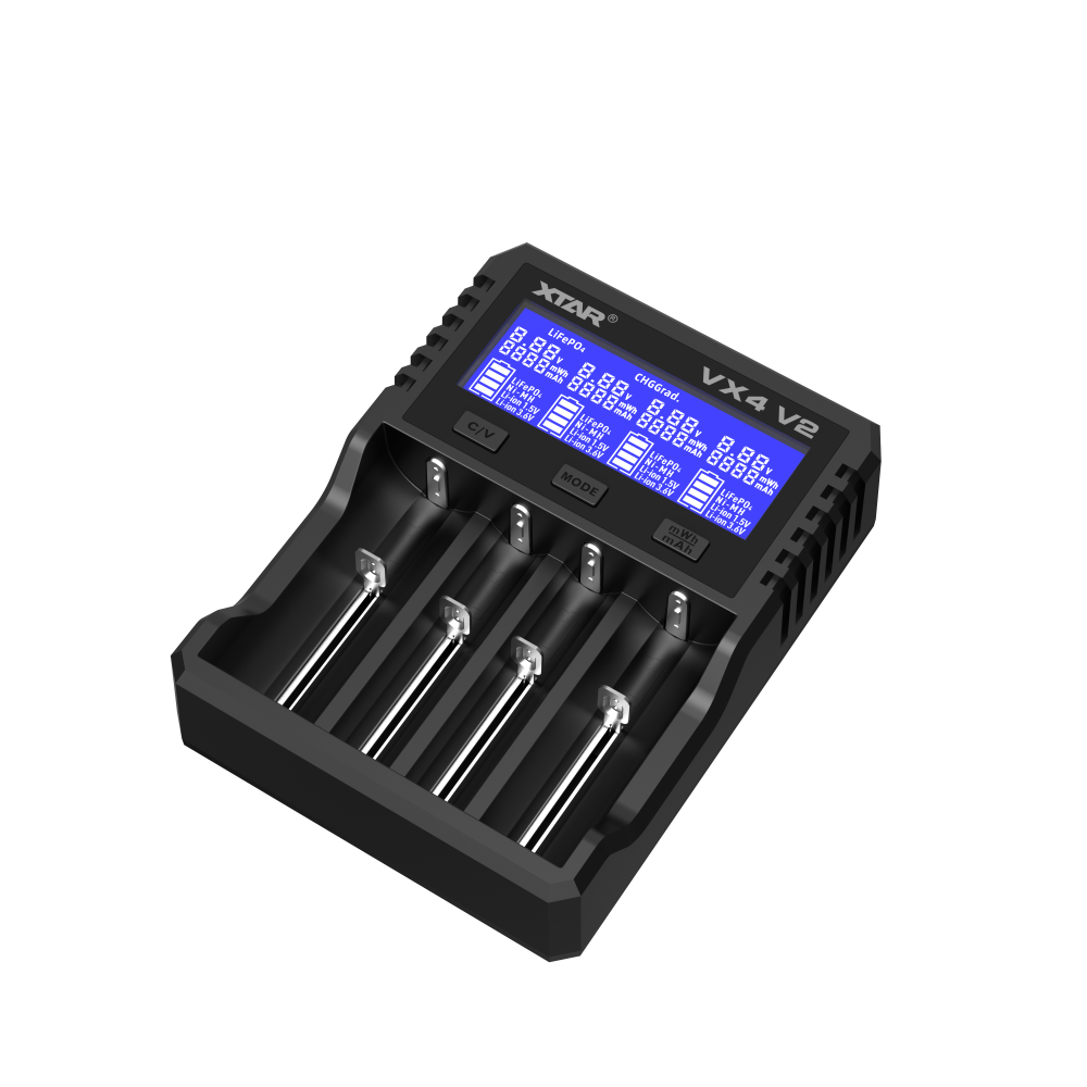 XTAR VX4 Visible Mixer 1.5V/3.6V/3.7V Li-Ion 3.2V LiFePO4 1.2V Ni-MH Batteries Charger and Battery Capacity Tester
