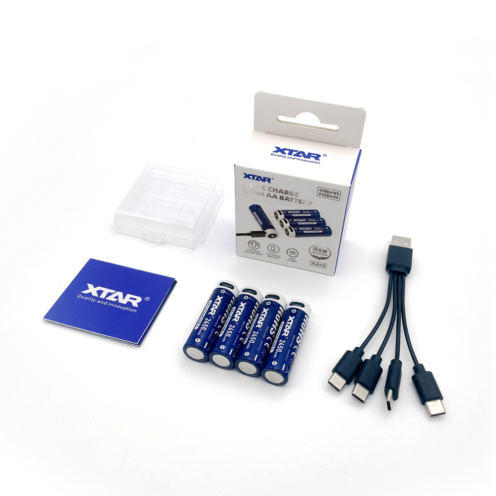 XTAR AA Lithium 4100mWh/2450mAh USB-C Battery with Low Voltage Indicator