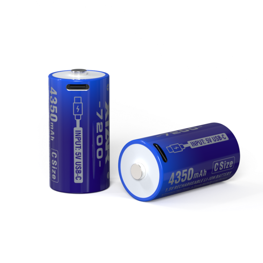 1.5V C-size Lithium 7200mWh batteries 2-pack, Rechargeable lithium battery