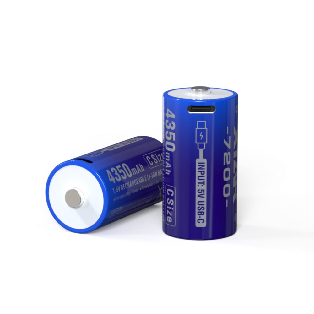 1.5V C-size Lithium 7200mWh batteries 2-pack, Rechargeable lithium battery