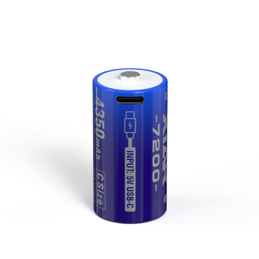 1.5V C-size Lithium 7200mWh batteries 2-pack, Rechargeable lithium battery