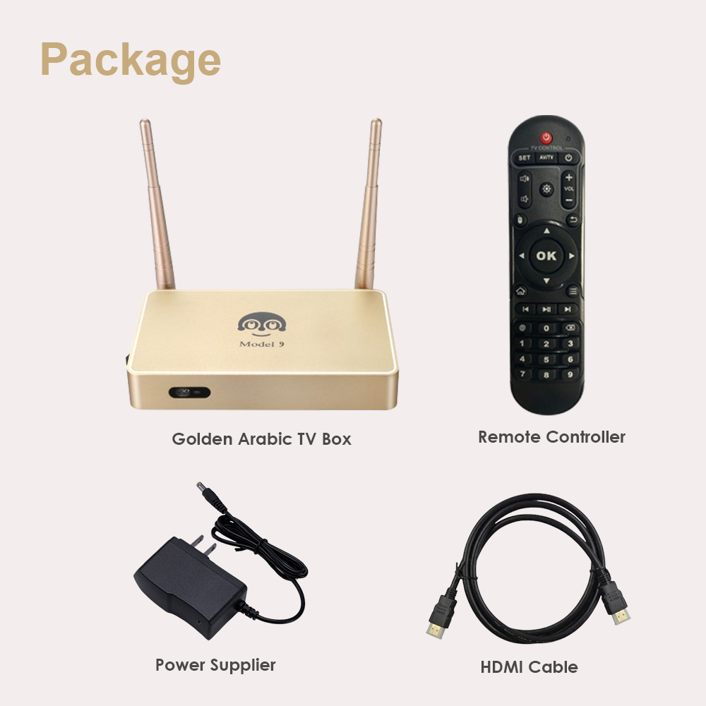 Model 9 Arabic TV Box 2023 New Golden Metal TV Box Android Amlogic S905W 2+16G Smart TV Receiver
