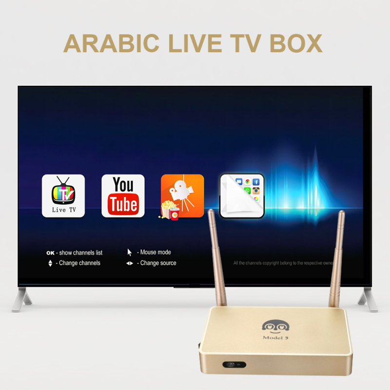 Model 9 Arabic TV Box 2023 New Golden Metal TV Box Android Amlogic S905W 2+16G Smart TV Receiver