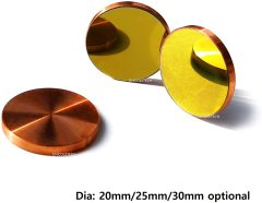 MCWlaser Cu Copper Reflection Mirror 3PCS Dia:20mm/25mm/30mm for 10.6um High Power CO2 Laser Engraing Cutting Engrave/Cutter 80W to 300W 10.6um