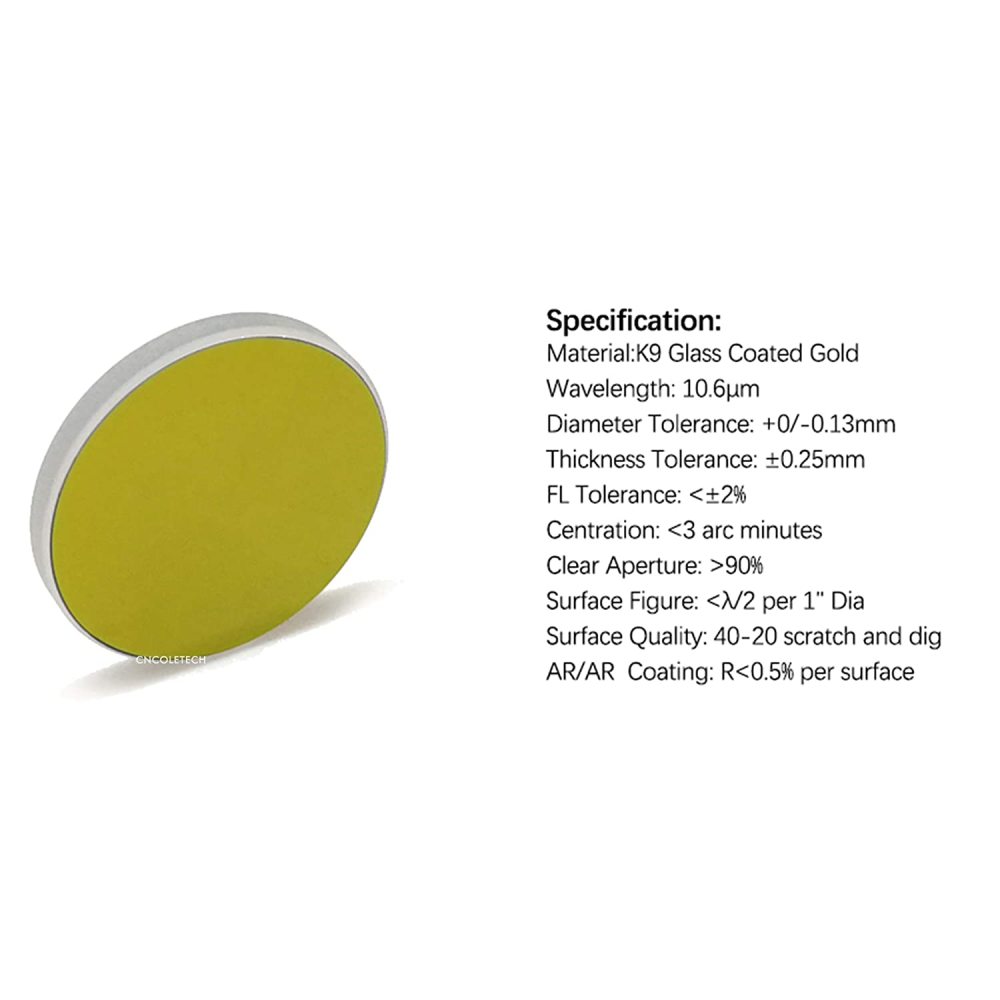 MCWlaser 3PCS K9 Glass Mirror Coated Gold Dia:20mm/25mm for CO2 Laser Engraving Cutting 40W or 50W
