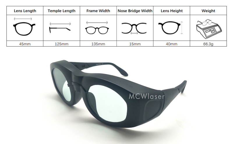 MCWlaser Laser Goggle 980-2500nm Safety Protective Glasses EP-10