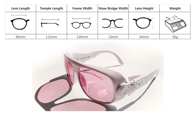 MCWlaser Gafas de seguridad láser 600-1100nm OD6+, láser de picosegundo/luz  fría/láser Yag/módulo láser infrarrojo protección ocular gafas láser para