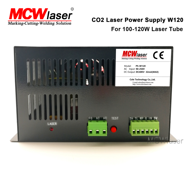 Oversea CO2 Laser Power Supply W120/W150/W200 Series For 100W-120W CO2 Laser Tube