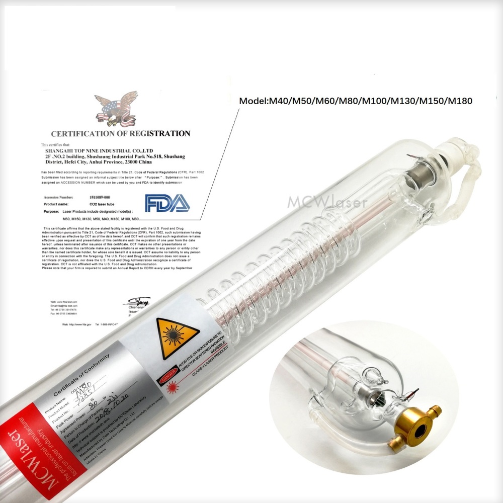 MCWlaser 100W CO2 Laser Tube (Actual 100W-130W) M100 Model For Laser Engraver Engraving Cutting Machine Universal Model