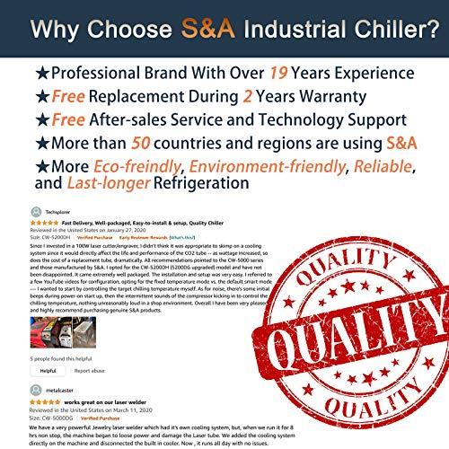 S&A Genuine CW5200DI Water Chiller Duty Free for CO2 Laser Engraving Cutting Water Cooling 110v/60Hz
