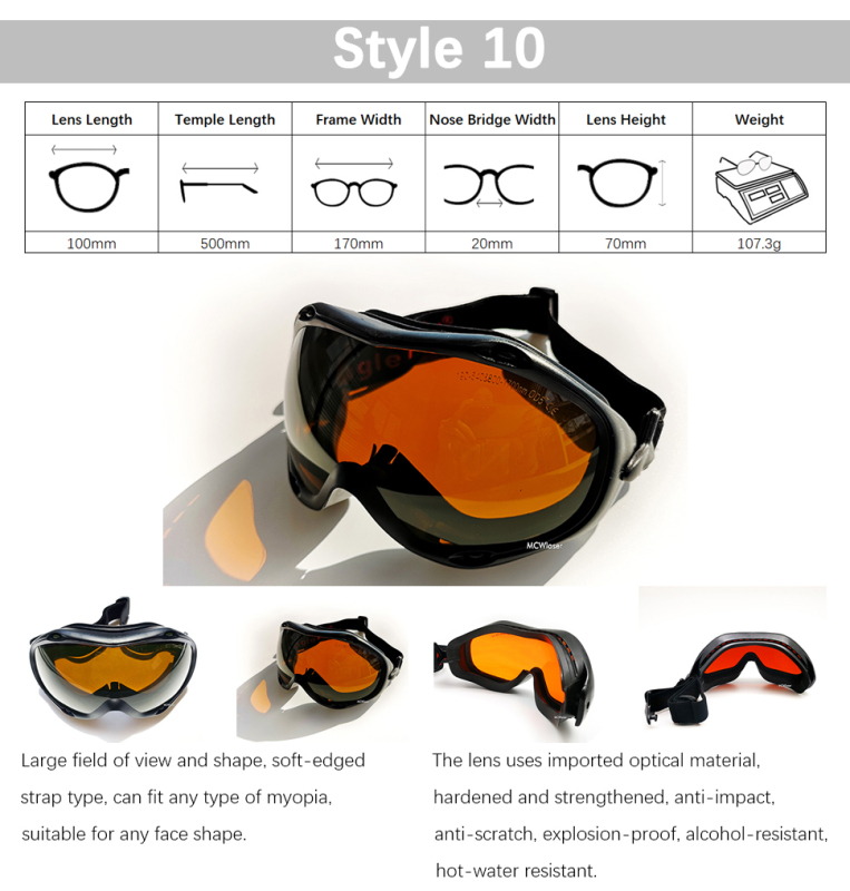 MCWlaser Laser Goggle 190-540 & 800-1700nm Safety Protective Glasses EP-1