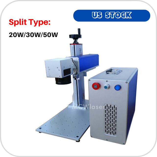 MCWlaser  20w/30w/50W Max or Raycus Fiber Laser Making Machine Metal Engraving Marking 1064nm Split Type US Stock