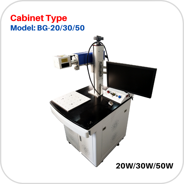 MCWlaser 20W 30W 50W Cabinet Type Raycus Fiber Laser Engraver Marking  Machine With 8.7” X 8.7“ Working Area & D80 Rotary Axis