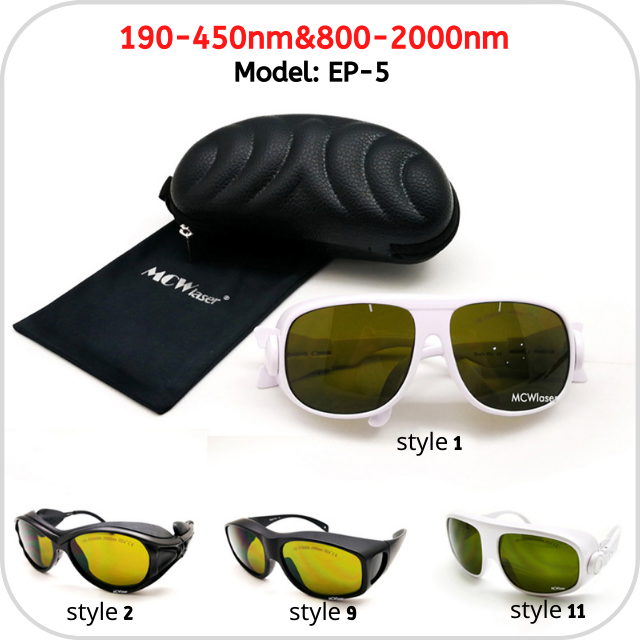 MCWlaser Laser Goggle 190-450 & 800-2000nm Safety Protective Glasses EP-5