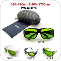 MCWlaser Laser Goggles 190-470 & 800-1700nm Safety Protective Glasses Absorption Type EP-8