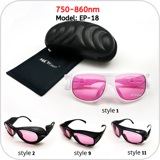 MCWlaser Laser Goggle 750-850 & 765-830nm Safety Protective Glasses Typical For 755nm 808nm Absorption Type EP-18