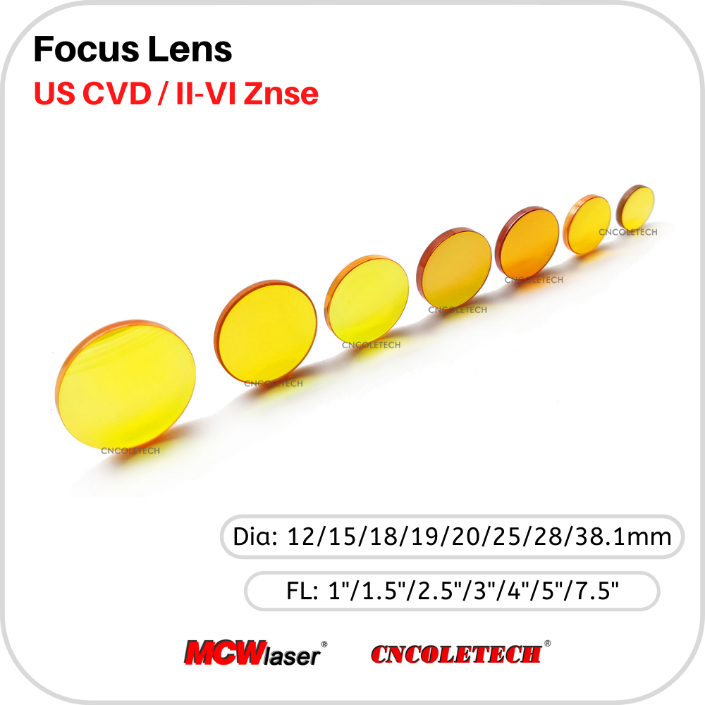 MCWlaser Znse Focus Lens for CO2 10600nm Laser Engraver Cutter Dia:20mm FL 