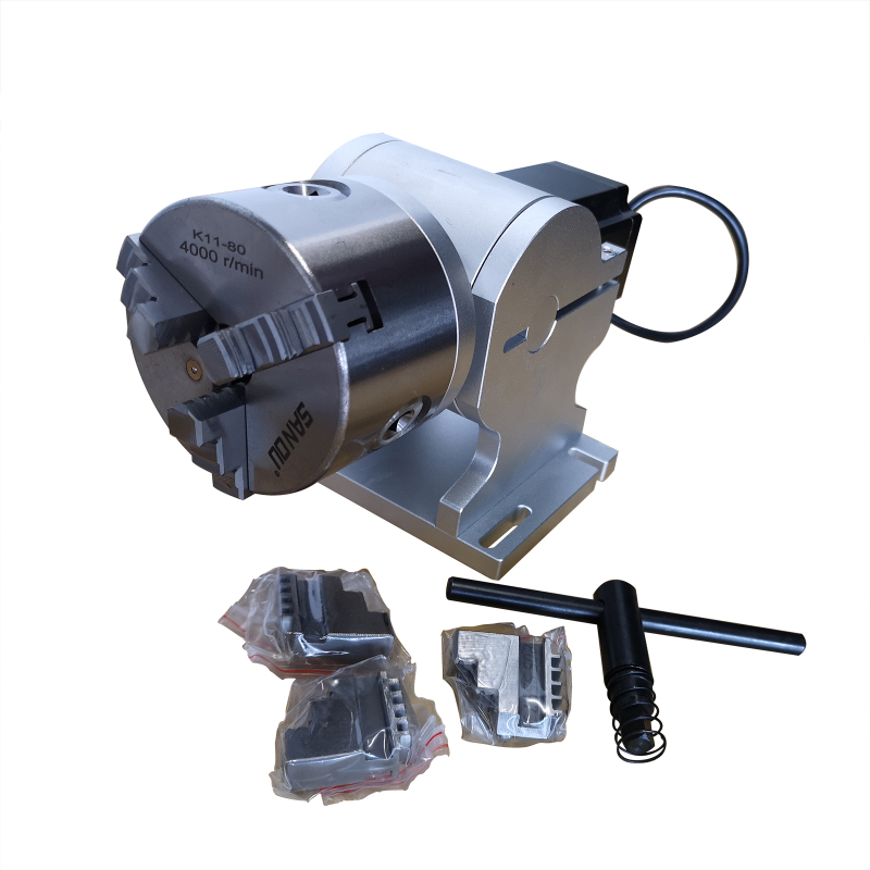 Rotary Engraving Attachment with Chucks 80mm 125mm for Laser Marking Machine