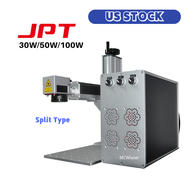 MCWlaser 30W/50W/100W JPT Fiber Laser Engraver Marking Machine (optional with Rotary Axis 80mm) for Metal Steel Engraving US Stock