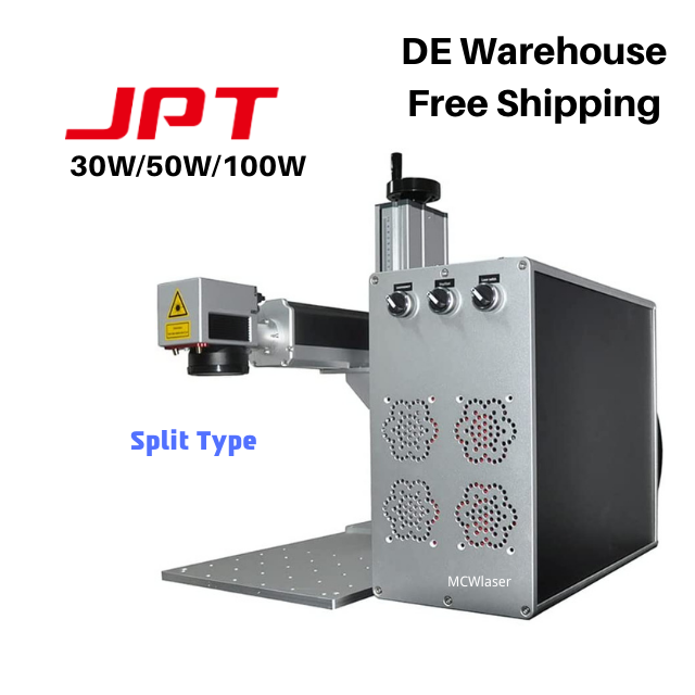 DE Stock MCWlaser 30W/50W/100W JPT Fiber Laser Engraver Marking Machine (optional with Rotary Axis 80mm) for Metal Steel Engraving
