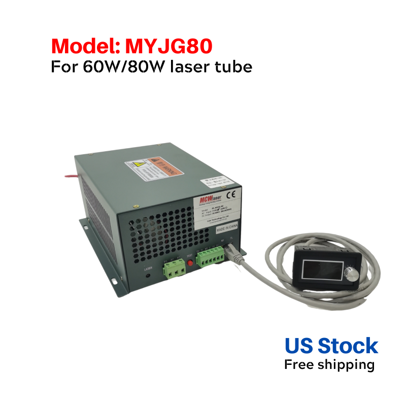 MYJG80 US Stock CO2 Laser Power Supply MYJG Series For 60W 80W CO2 Laser Engraver & Laser Tube