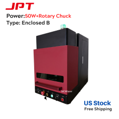 50W JPT Fiber Laser Engraver & Rotary Chuck Enclosed B Type For Metal Engraving Marking