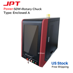 50W JPT Fiber Laser Engraver & Rotary Chuck Enclosed A Type For Metal Engraving Marking