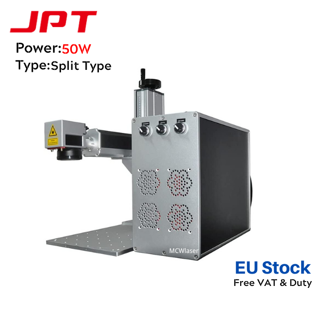 50W EU Stock Split Type MCWlaser JPT Fiber Laser Engraver Marking Machine (optional with Rotary Axis 80mm) for Metal Steel Engraving