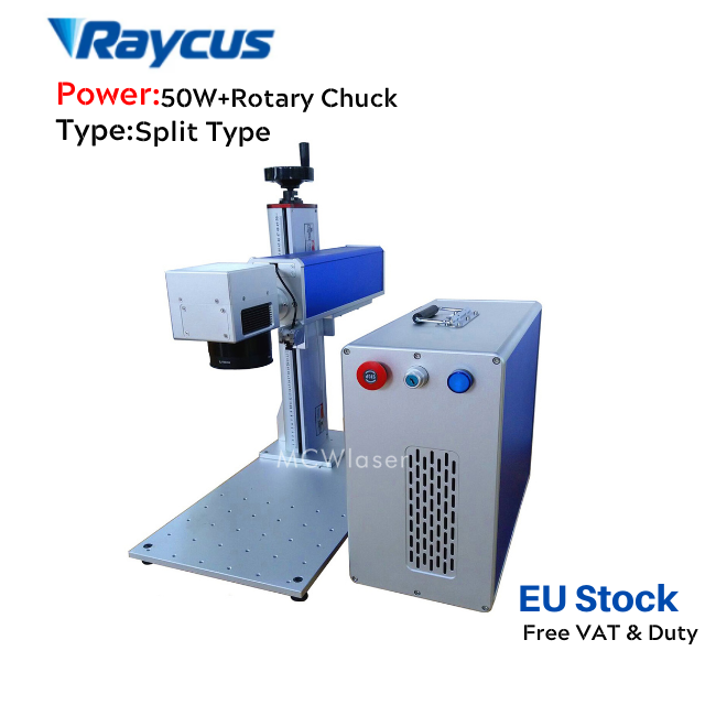 50W+Rotary Chuck EU Stock Split Type MCWlaser Raycus Fiber Laser Making Machine Metal Engraving Marking