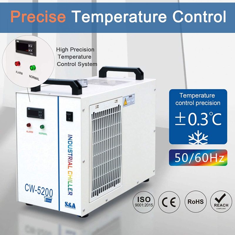 Industrial Water Chiller CW-5200DH 110V Refrigeration Capacity for CO2  Laser Engraving Cutting Machine Water Cooling