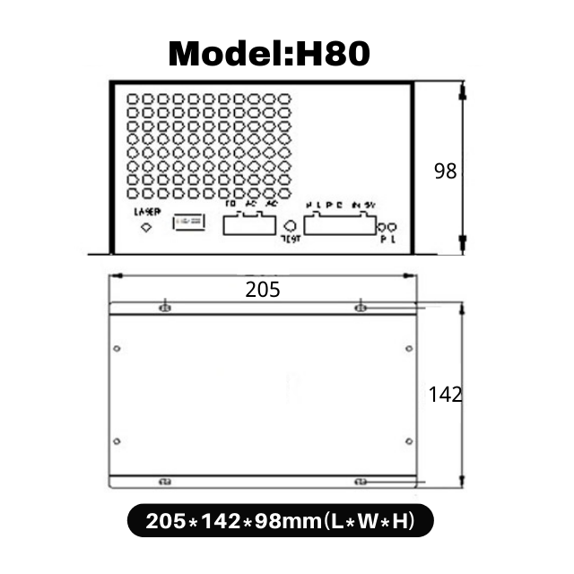 80W CO2 Laser Power Supply H80 Model Incluindg LCD Display For CO2 Laser Tube 80W 125CM 160CM Laser Tube