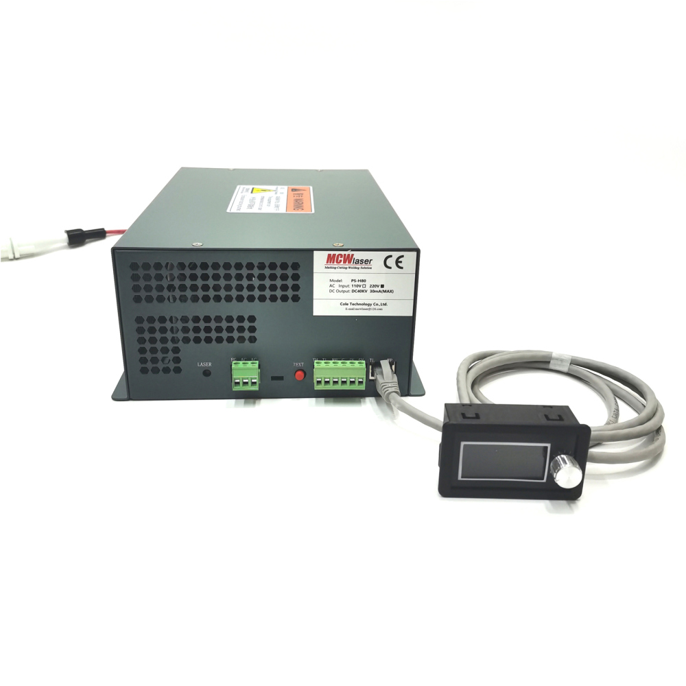 80W CO2 Laser Power Supply H80 Model Incluindg LCD Display For CO2 Laser Tube 80W 125CM 160CM Laser Tube