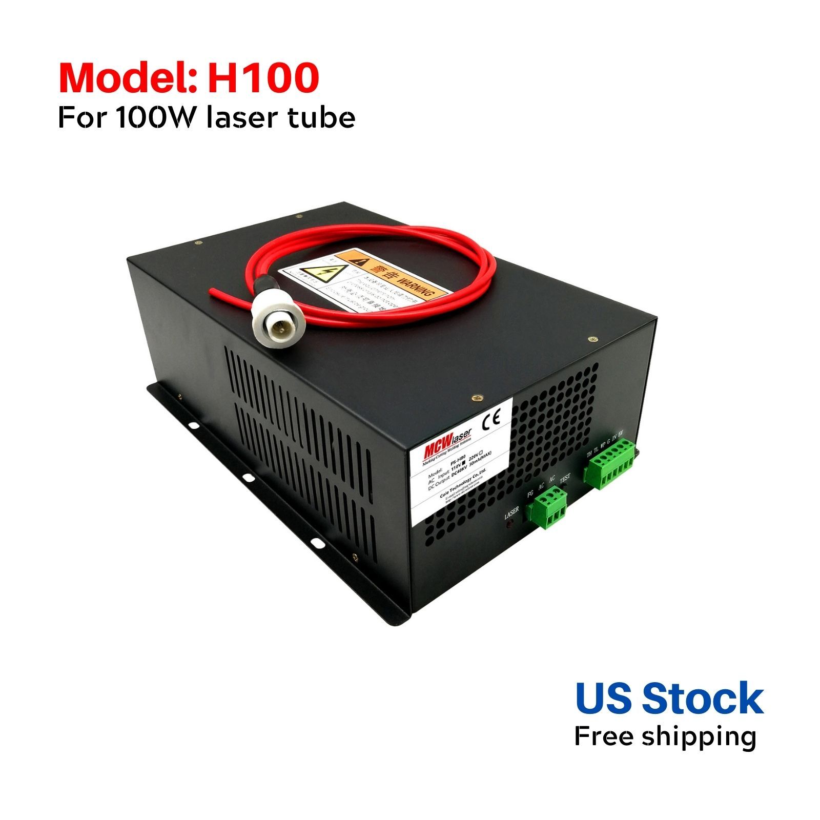 100W CO2 Laser Power Supply H100 Model Incluindg LCD Display For CO2 Laser Tube 100W 145CM Laser Tube