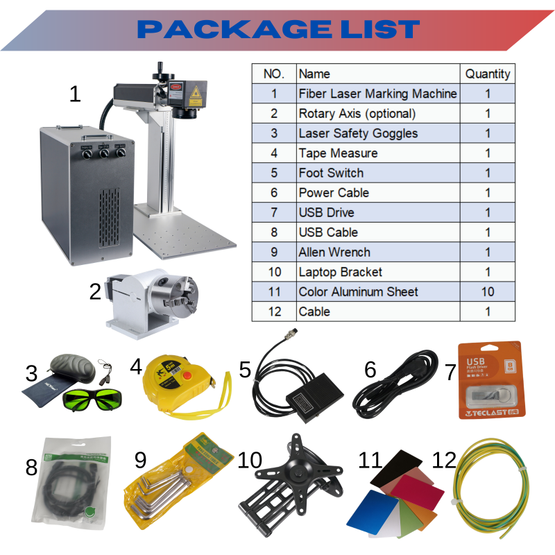 MCWlaser 50W JPT Fiber Laser Engraver Marking Machine for Metal Deep Engraving