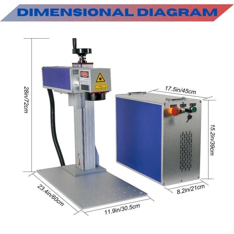 MCWlaser 20W/30W/50W Raycus Fiber Laser Engraver Marking Machine For Metal Engraving Marking Split Type