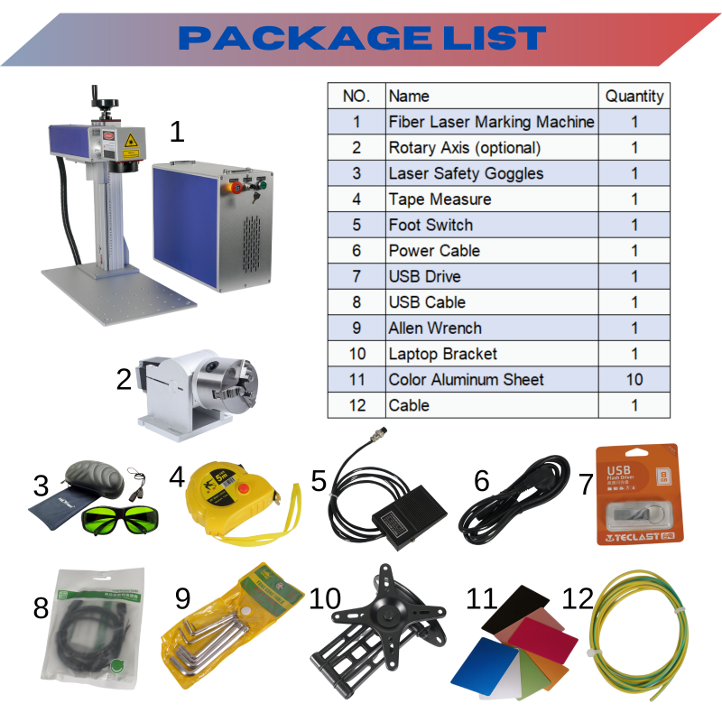 MCWlaser 20W/30W/50W Raycus Fiber Laser Engraver Marking Machine For Metal Engraving Marking Split Type