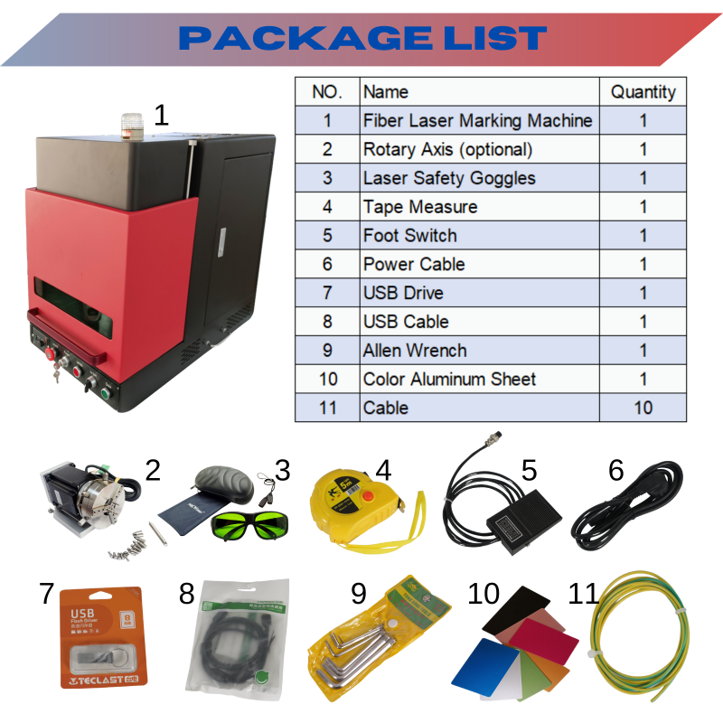 MCWlaser 20W/30W/50W Raycus Fiber Laser Engraver Marking Machine For Metal Engraving Marking Enclosed Type B