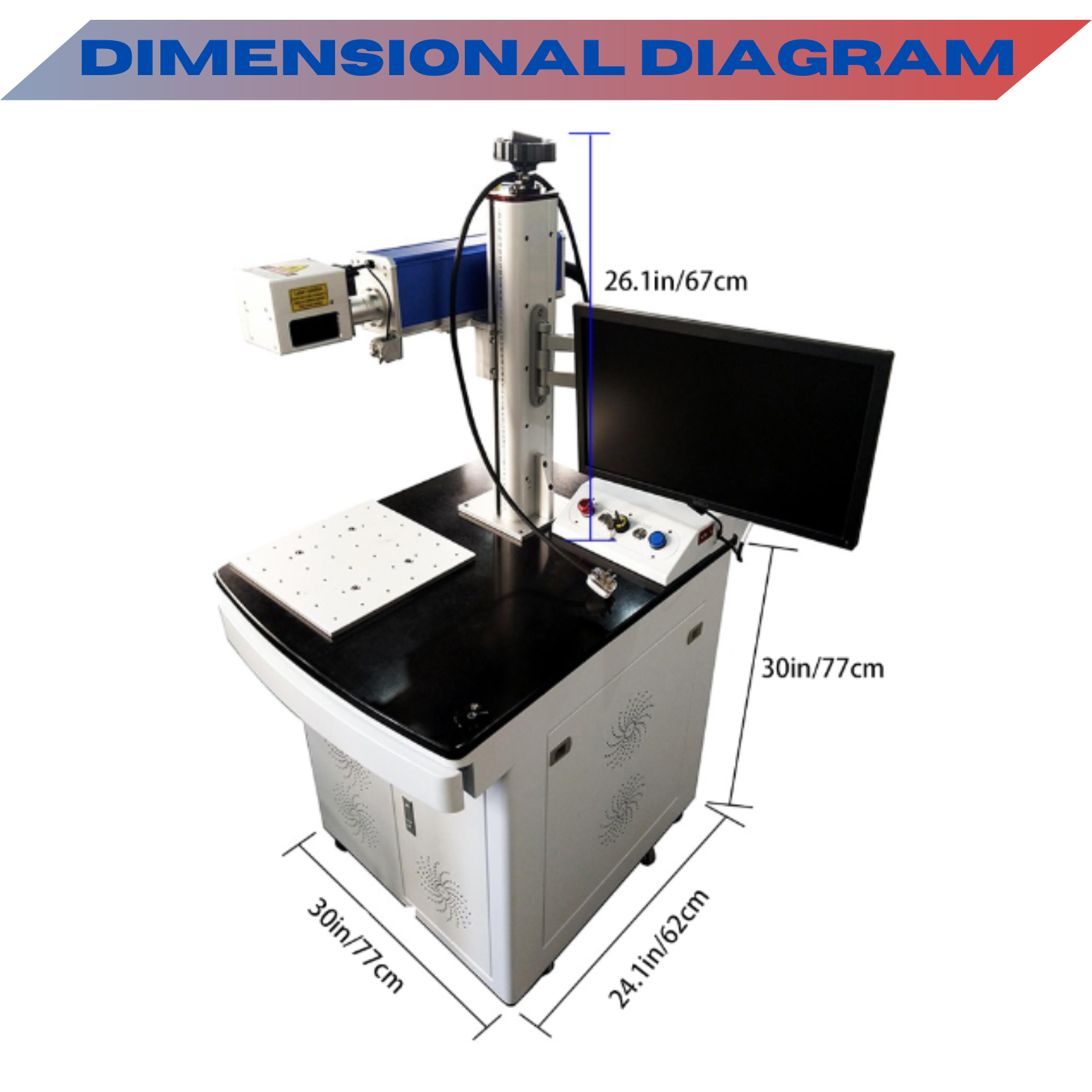 MCWlaser 50W JPT Fiber Laser Making Machine Metal Engraving Marking Cabinet Type