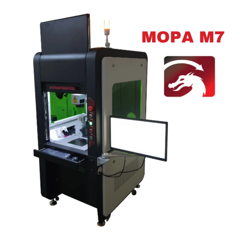 MCWlaser 30W 60W 80W 100W MOPA M7 Fiber Laser Engraver (Enclosed & Cabinet Type) for Metal Color Marking, Solid State Laser Etcher Cutter for Gold Steel More