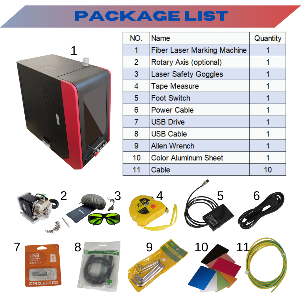 MCWlaser 50W Enclosed JPT Fiber Laser Engraver Marking Machine Type A