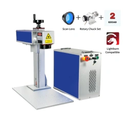 MCWlaser 20W/30W/50W Raycus Laser Engraver Split Type Fiber Marking Machine With 8.7” X 8.7“ Working Area & D80 Rotary Axis