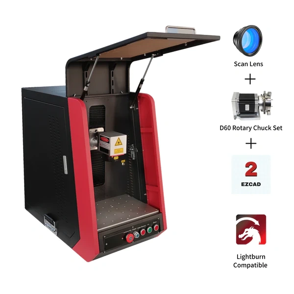 50W JPT Laser Engraver Enclosed A Type Fiber Marking Machine For Metal Deep Engraving