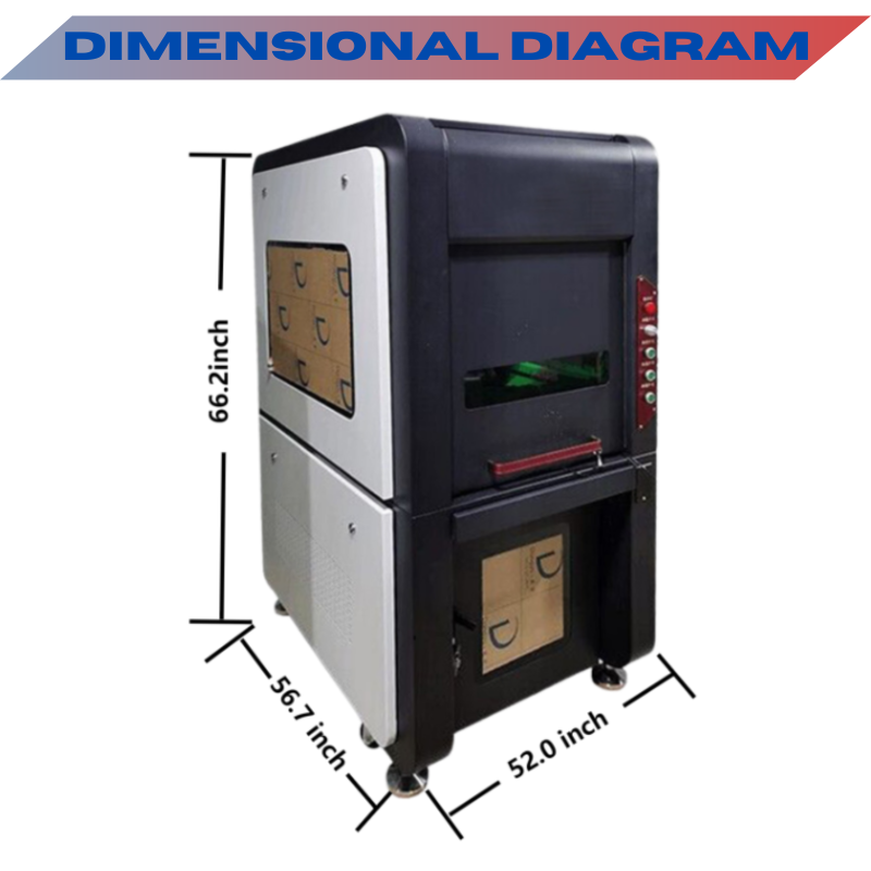 MCWlaser 60W/80W/100W MOPA M7 Enclosed & Cabinet A Type Fiber Laser Engraver Fiber Marking Machine With 8.7” X 8.7"Working Area & D80 Rotary Axis