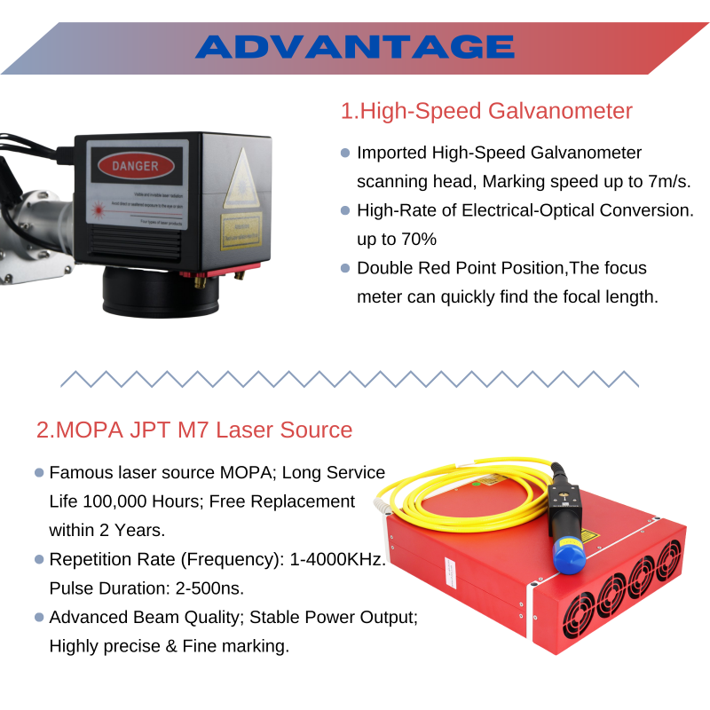 MCWlaser 60W/80W/100W MOPA M7 Enclosed & Cabinet A Type Fiber Laser Engraver Fiber Marking Machine With 8.7” X 8.7"Working Area & D80 Rotary Axis