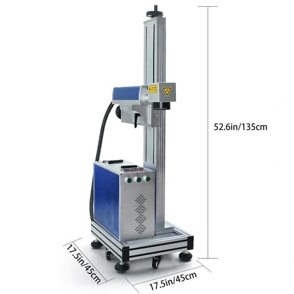 MCWlaser 20W/30W/50W Raycus Stand Type Fiber Laser Engraver Marking Machine With 8.7” X 8.7“ Working Area & D80 Rotary Axis
