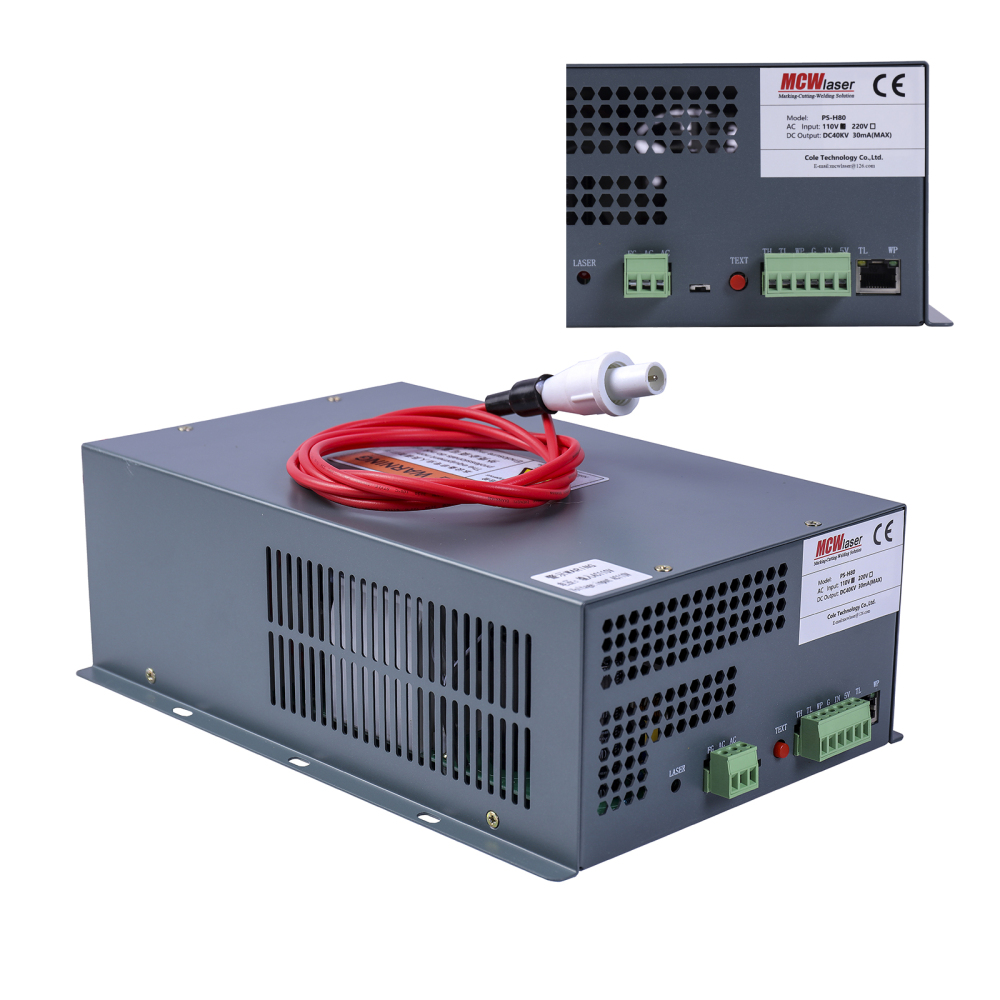 MCWlaser 80W 1000mm/1250 CO2 Laser Tube +80W 110V/220V power supply