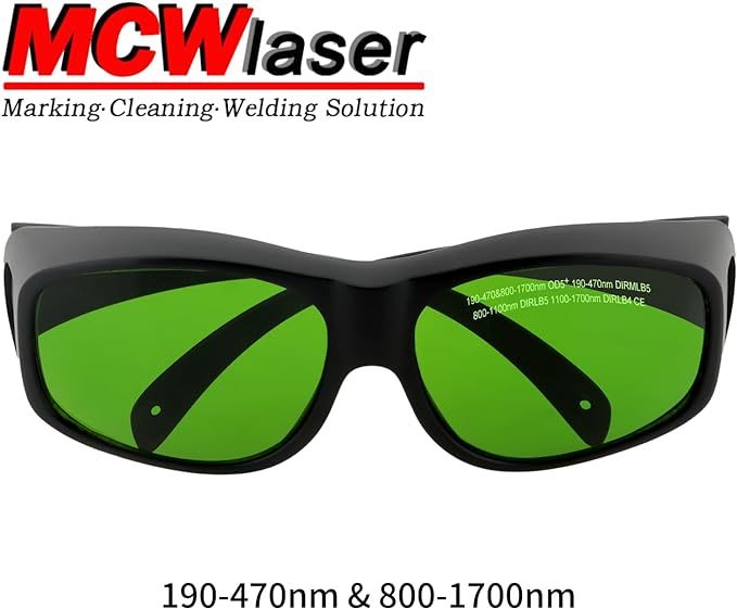 MCWlaser Laser Goggles 190-470 & 800-1700nm Safety Protective Glasses Absorption Type EP-8
