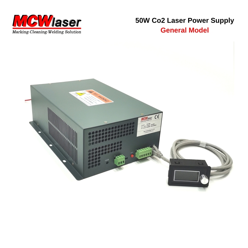 MCWlaser 50W 850mm CO2 Laser Tube +50W 110V/220V power supply