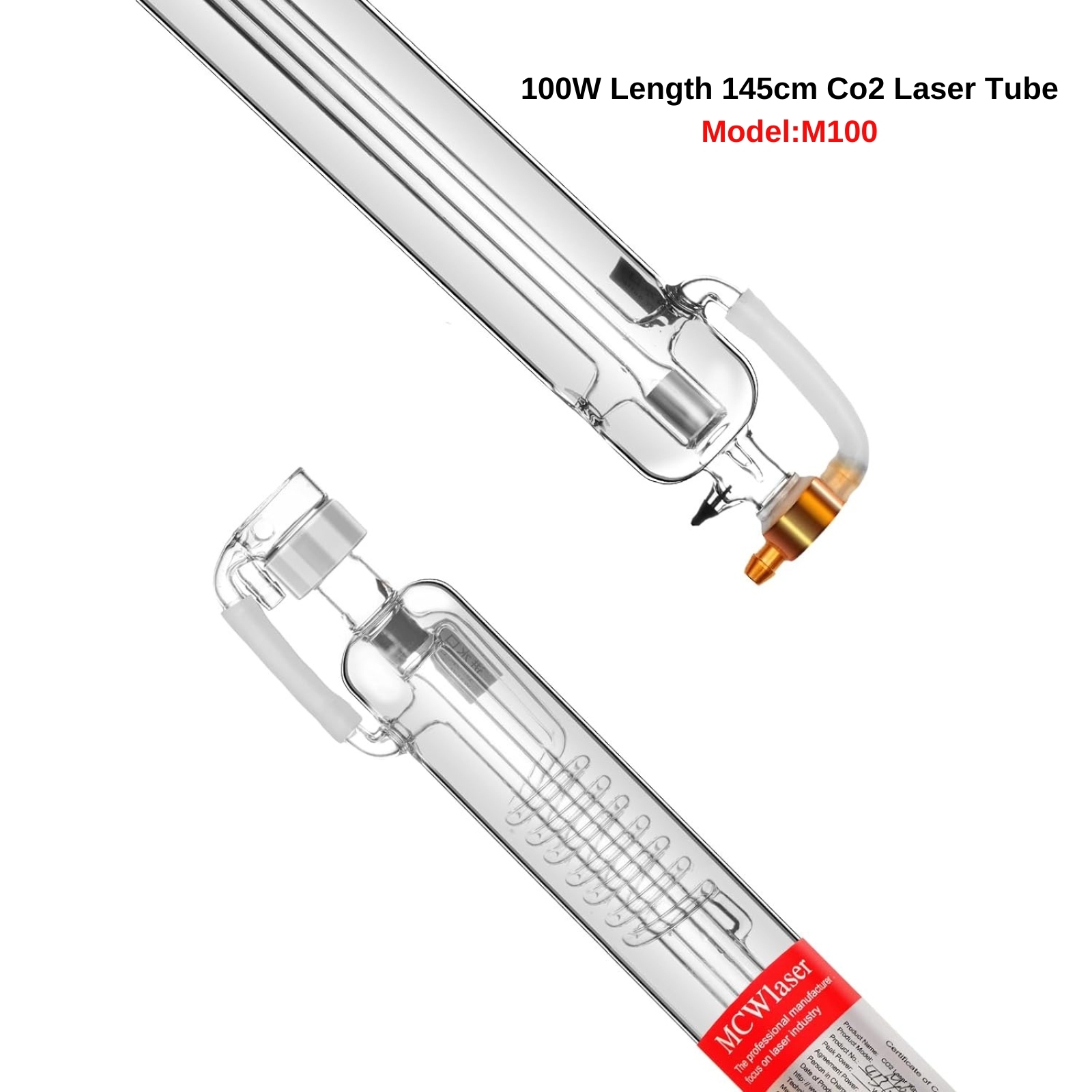 MCWlaser 100W(Peak130W) 1450mm CO2 Laser Tube +100W 110V/220V power supply