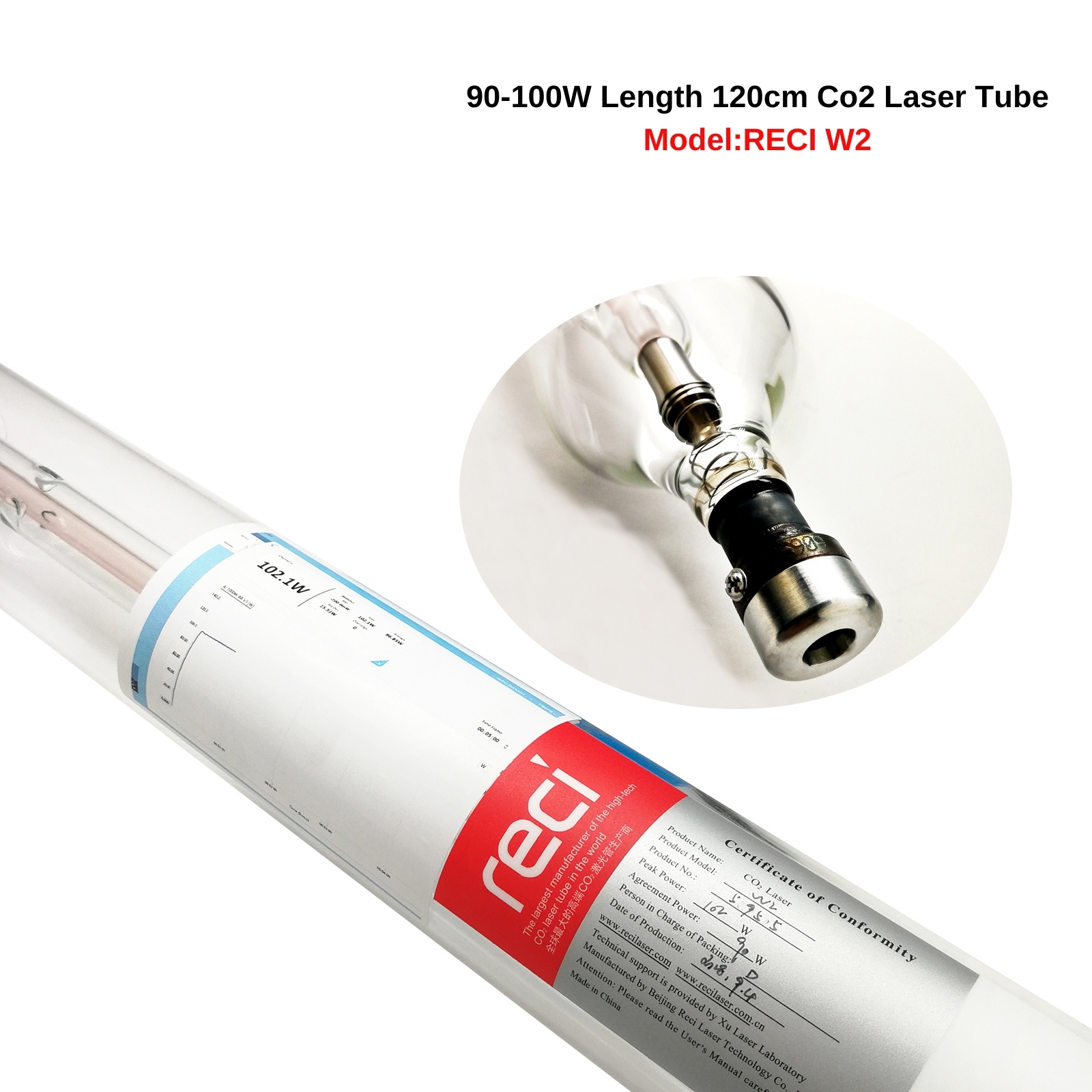 RECI CO2 Laser Tube  W1/W2/W4/W6/W8 (75W 80W 90W 100W 130W 150W) For Laser Engraving & Cutting Machine